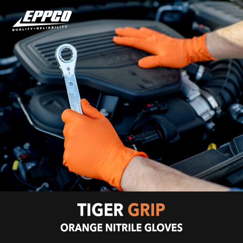 EPPCO TigerGrip Γάντια Νιτριλίου 8-Mil Μίας Χρήσης, Χωρίς Πούδρα, Χωρίς Λάτεξ, XL, Κουτί 100 Τεμ 1