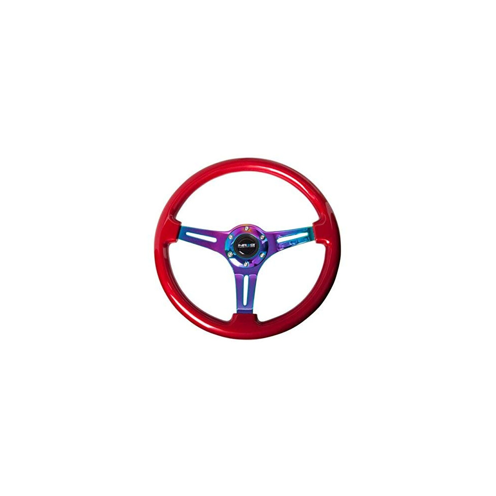 Nrg Innovations St-015Mc-Rd Classic Wood Wheel 350Mm 3 Neochrome Spokes - Grip Grain/Red 642893633899