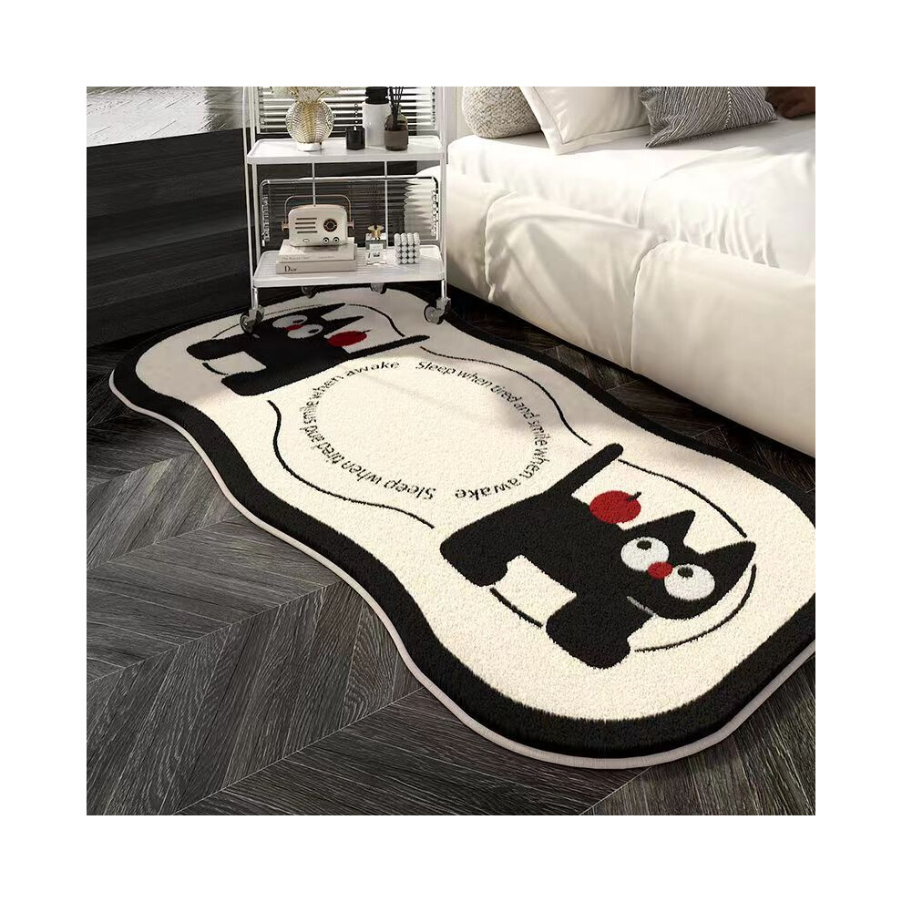 (Apple Cat, 50X80cm 19.7X31.5in) Dopamine Bedside Carpet Home Cartoon Living Room Carpet Wear resistant and Anti slip Pad