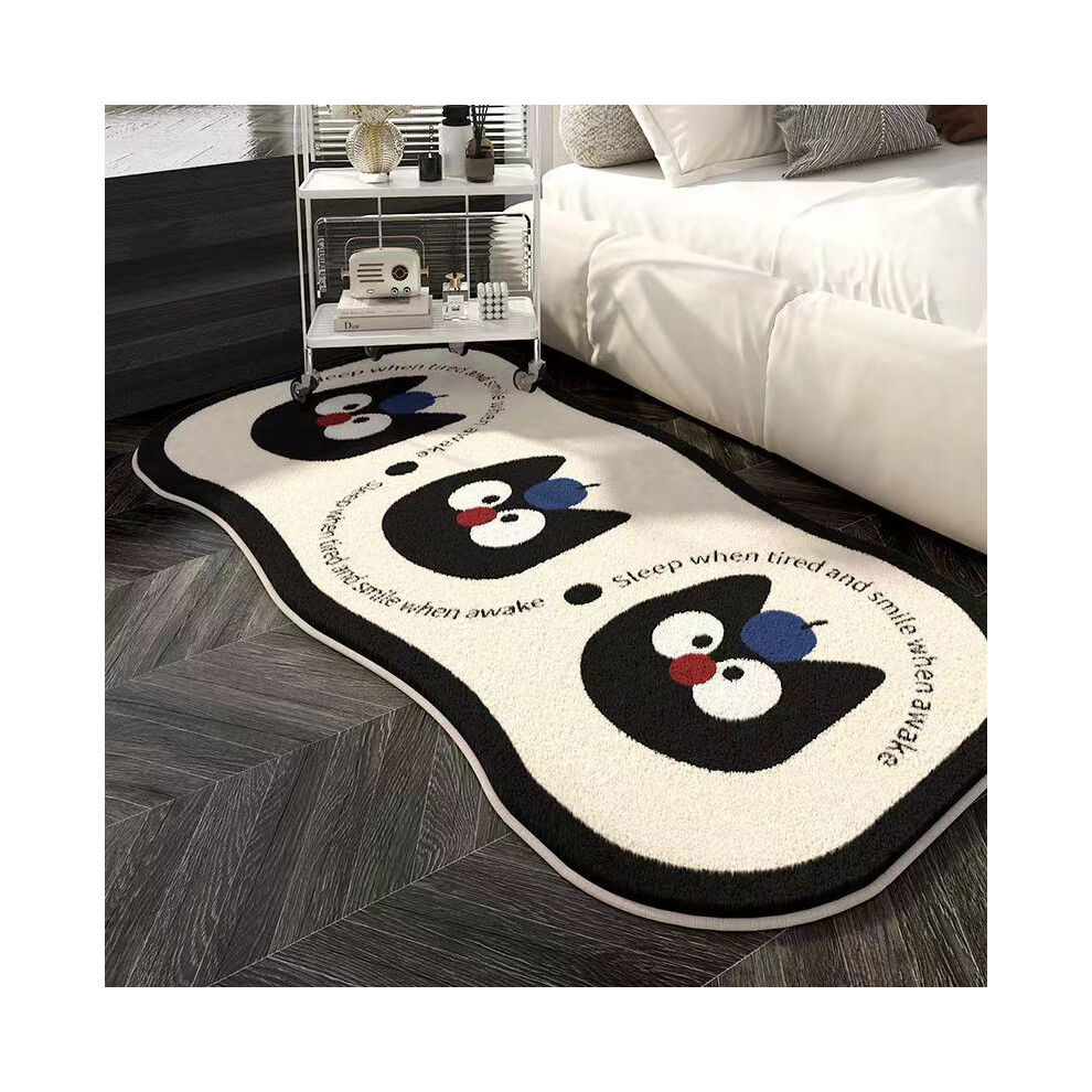 (Blue Apple Cat, 50X80cm 19.7X31.5in) Dopamine Bedside Carpet Home Cartoon Living Room Carpet Wear resistant and Anti slip Pad