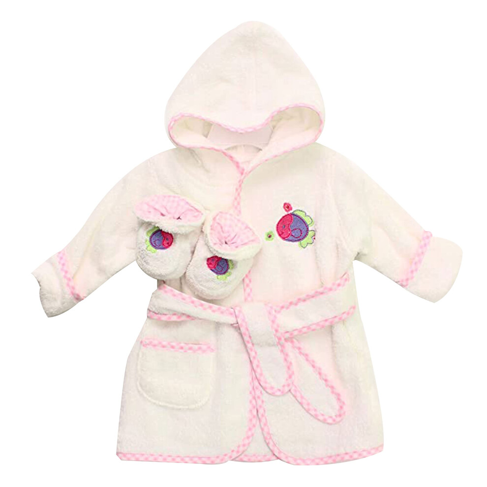Peignoir     capuche Spasilk 100 % coton    ponge avec chaussons Poisson blanc Taille unique
