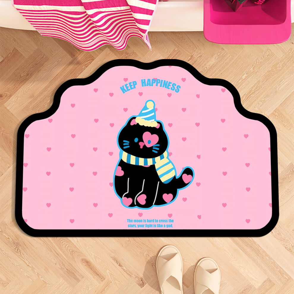 (551479U, 80x120cm31.5x47.2in) Black and pink bow cute soft diatom mud bathroom floor mat