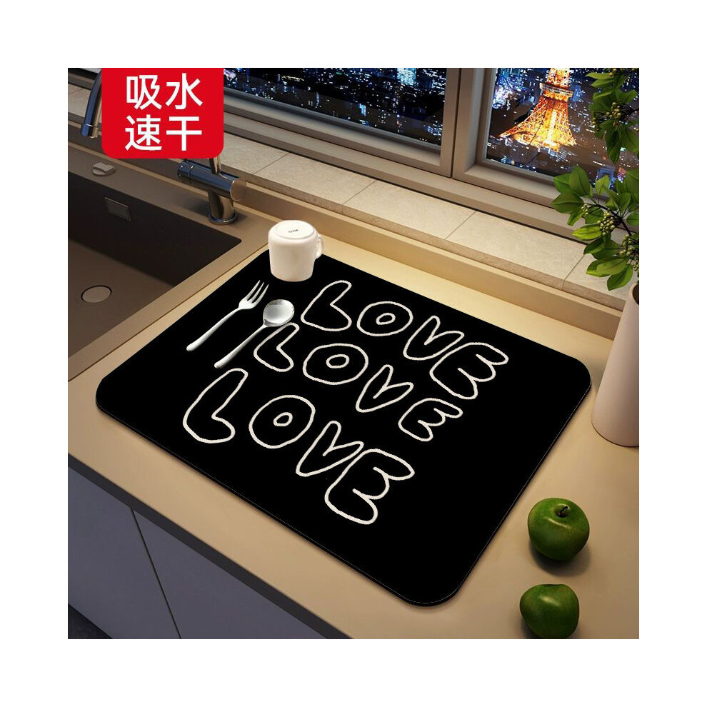 (love, 50X80cm 19.7X31.5in) Kitchen drain pad, countertop absorbent pad, anti slip, quick drying, no washing, thermal insulation pad, dining table pad