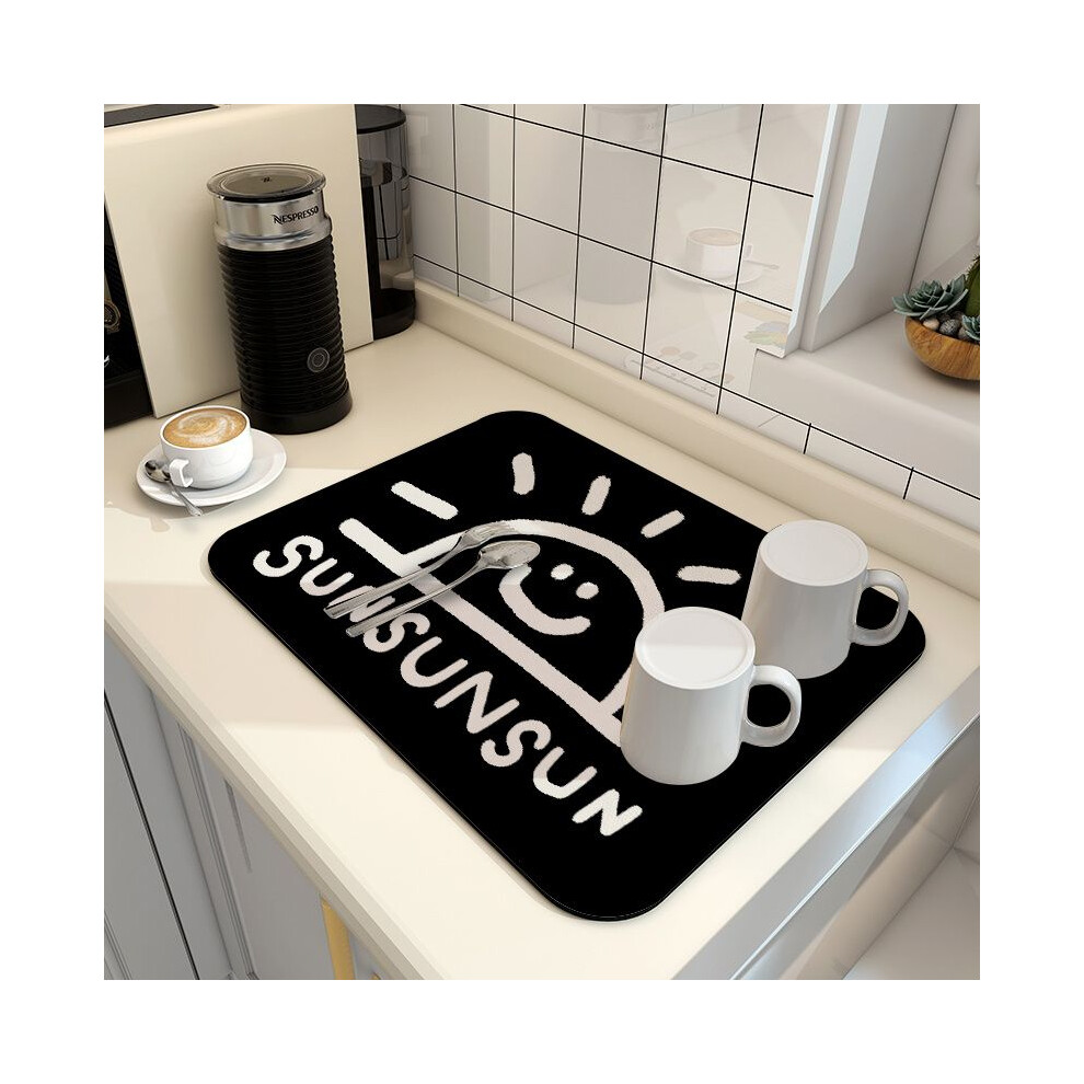(sun, 50X80cm 19.7X31.5in) Kitchen drain pad, countertop absorbent pad, anti slip, quick drying, no washing, thermal insulation pad, dining table pad