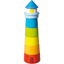 HABA Vuurtoren Houten Regenboogstapelaar - 8-delige set (Made in Germany)