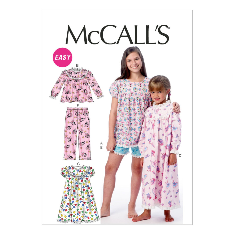 Patron de couture McCall's M6831 pour hauts, robes, shorts et pantalons pour enfants/filles, taille CHJ