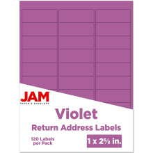 JAM PAPER Rcksendeadressenetiketten  Standardversand  1 x 2 5/8  Violett  120 Versandetiketten/Packung