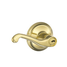 Schlage F51A FLA 605 Flair Lever Keyed Entry Lock  Bright Brass