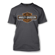 T-shirt da uomo Harley-Davidson allungata arancione con barra e scudo antracite 30291961 (L)