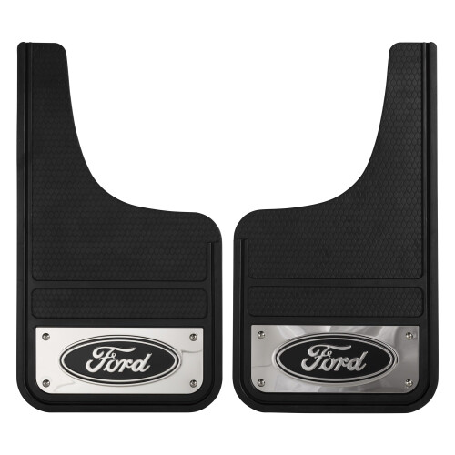 PLASTICOLOR 001837R01 Ford Oval Forkromet Heavy-Duty Sort Front 12 x 22 Muddersk?rm s?t