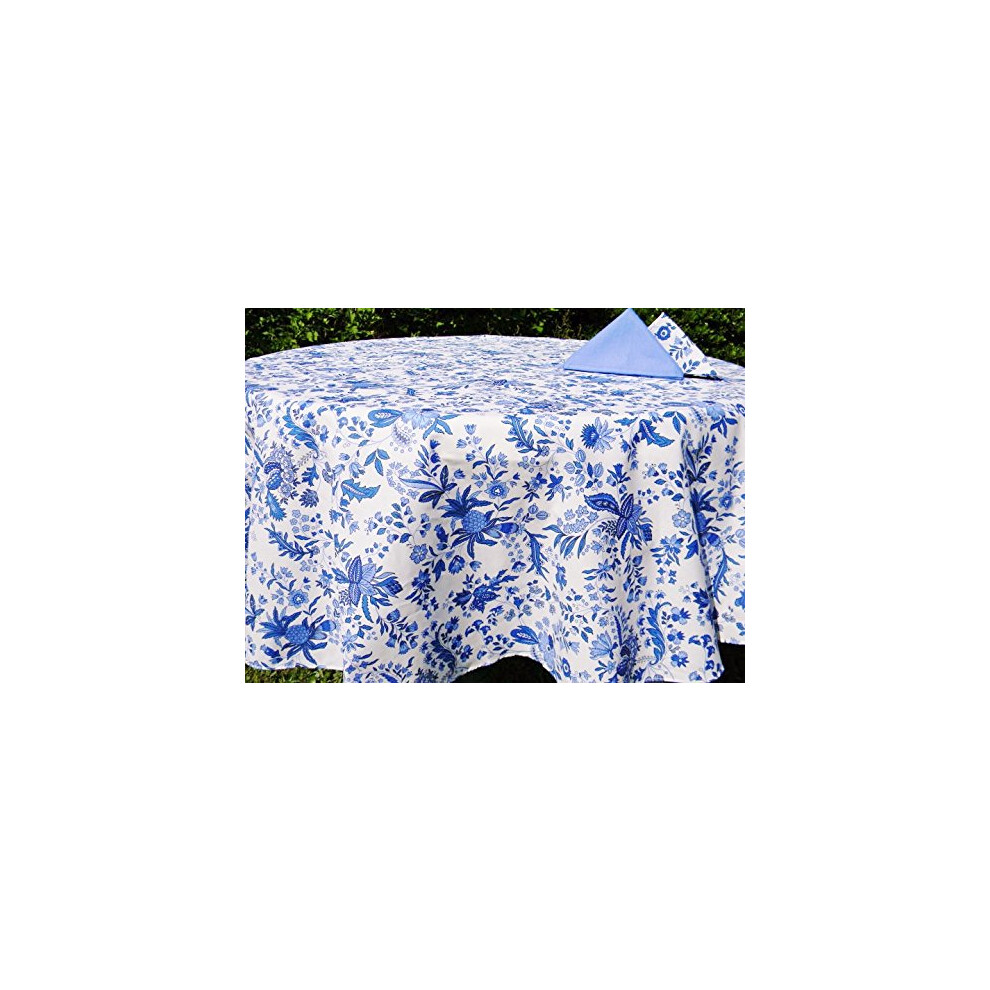 Nappe ronde 100 % coton ENDUIT Le Cluny Versailles bleu et blanc Provence fran   aise 70 pouces
