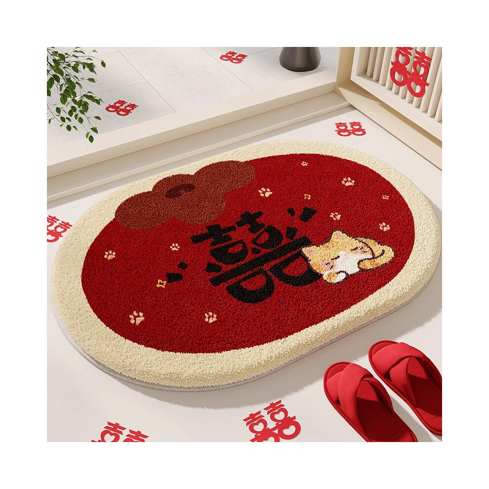 (snooze cat, 80x120cm31.5x47.2in) Wedding happy character bathroom door plush foot pad-image-OPC-PGBFT6R-NEW
