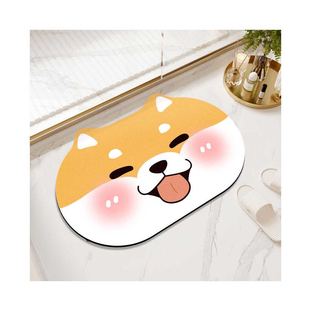 (Shiba Inu Bao, 80x120cm31.5x47.2in) Diatom mud absorbent pad cartoon pig pad quick-drying foot pad at the bathroom door