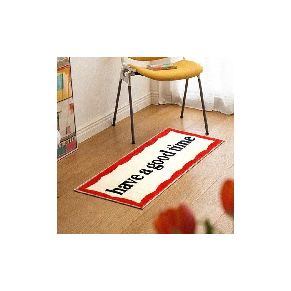(Have fun., 50X80cm 19.7X31.5in) ins wind bedside blanket red carpet alphabet household room bedroom long bedside mat window balcony floor mat