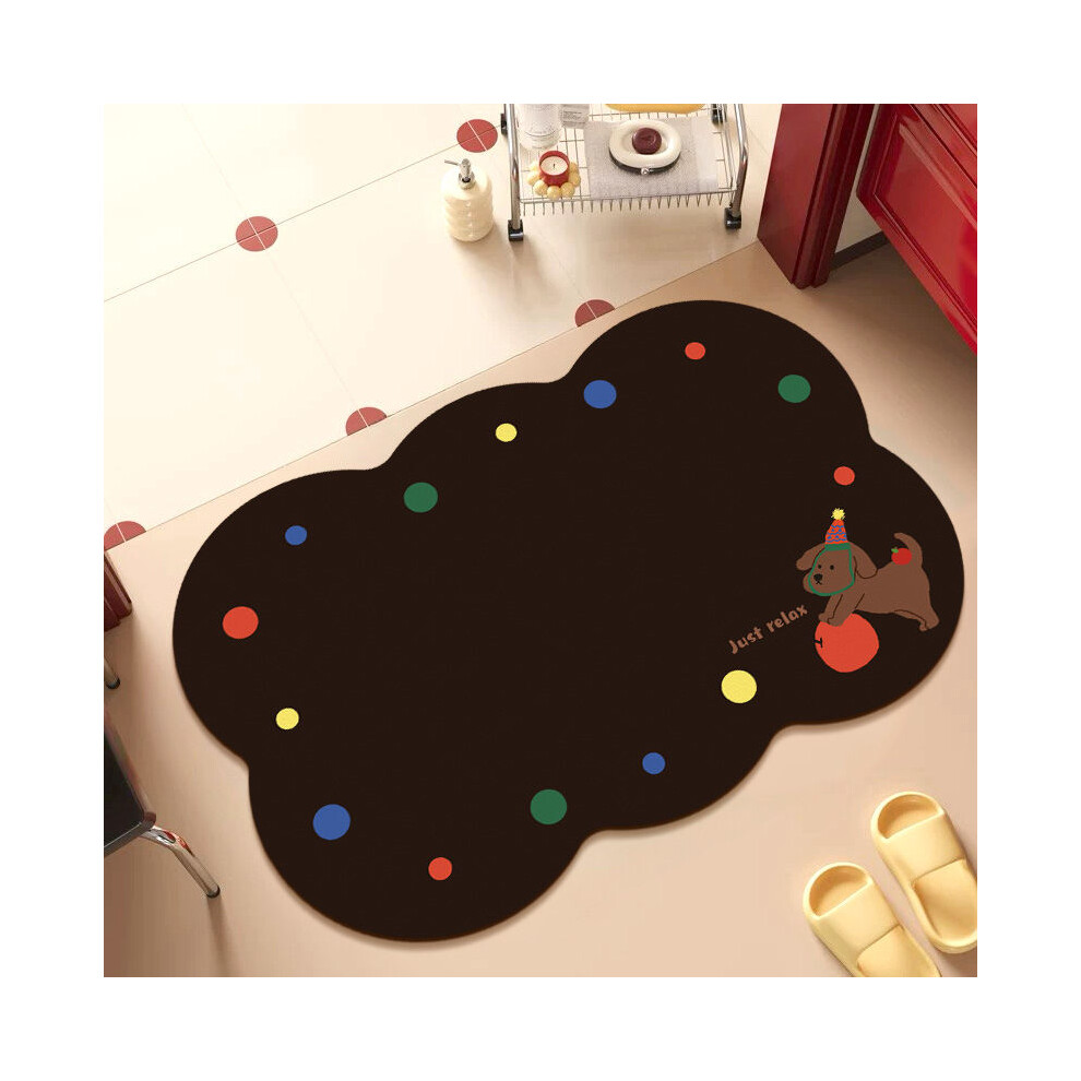(Lace 4, 60x90cm23.6x35.4in) Simple and cute lace soft diatom mud bathroom floor mat water-absorbing non-slip and dirt-resistant carpet