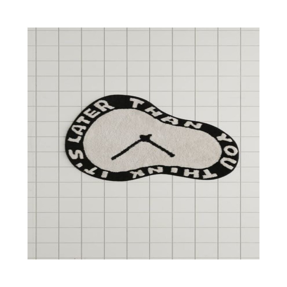 (Freedom, 50X80cm 19.7X31.5in) Pipi Imitation Cashmere Carpet Black And White Funny Bedroom Bedside Special-Shaped Rug Niche Ins Wind Irregular Floor White,Black
