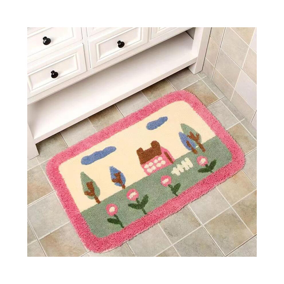 (A-3, 60X90cm 23.6X35.4in) American retro carpet imitation cashmere thickened household bedside carpet non-slip cute cartoon floor mat bathroom door c-image-OPC-PGBFWB9-NEW