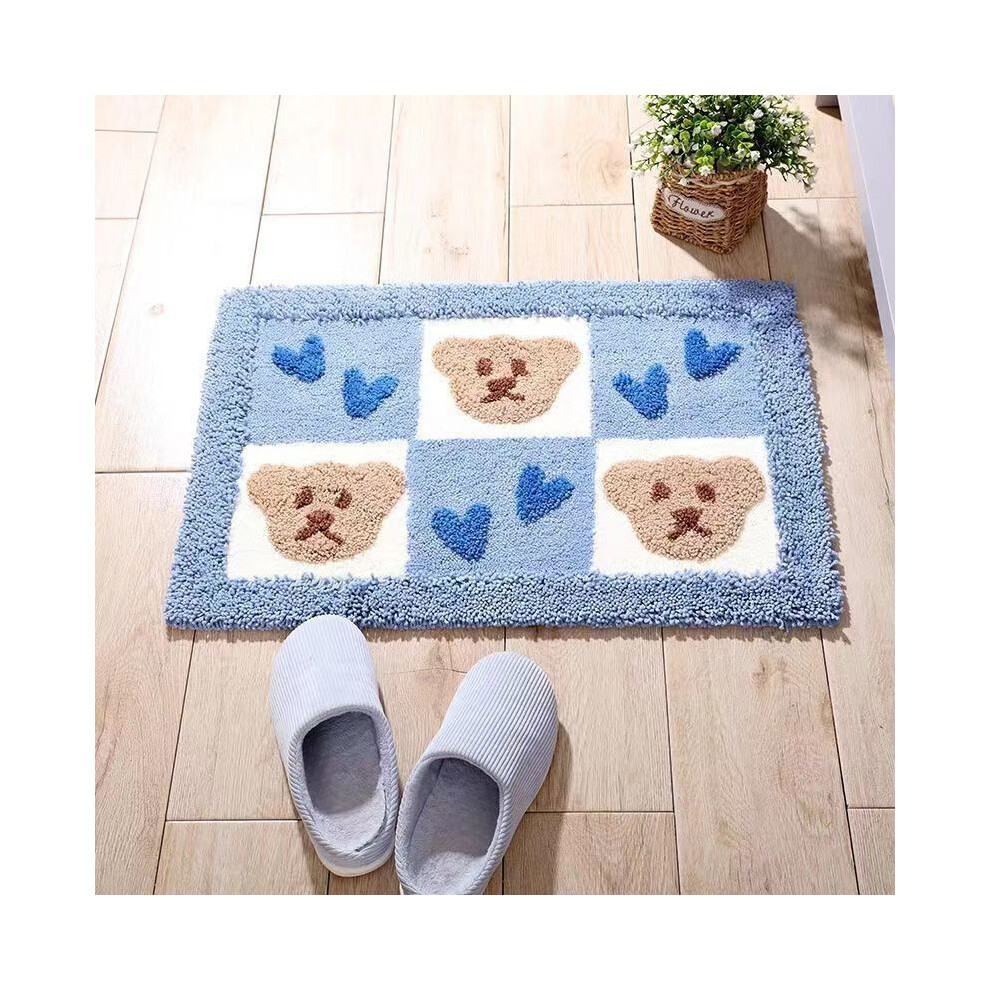 (A-5, 60X90cm 23.6X35.4in) American retro carpet imitation cashmere thickened household bedside carpet non-slip cute cartoon floor mat bathroom door c