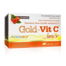 Olimp Gold-Vit C Junior malinowy - wit. C z aceroli, PureWay-C, dla dzieci 3+, 15 saszetek