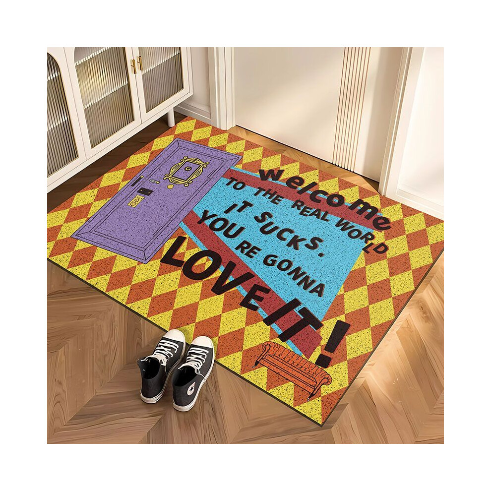 (A-4, 40X60cm 15.7X23.6in) Silk ring mat, entrance door mat, dust removal, dirt resistant foot mat, anti slip carpet, household mat