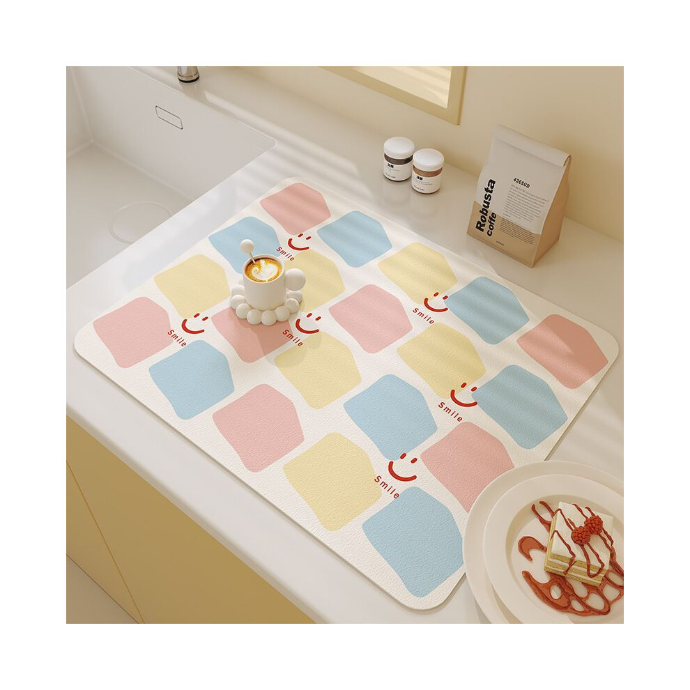 (Laurel, 60X90cm 23.6X35.4in) Cream style kitchen drain mat, diatomaceous earth meal mat, water control mat