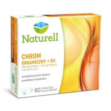 Naturell Chrom organiczny + B3, 60 tabletek do ssania – suplement diety z chromem i witaminą B3