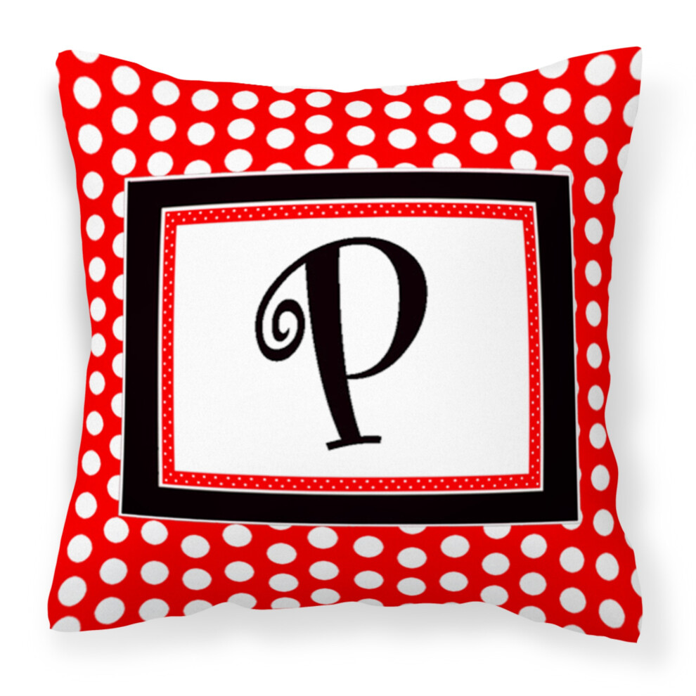 Coussin Grand Format Multicolore Pois Rouges Et Noirs, Lettre P, Caroline's Treasures CJ1012-PPW1414-image