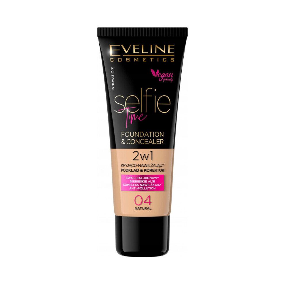 Eveline Selfie Time Foundation & Concealer 2In1 - 04 Natural 30Ml