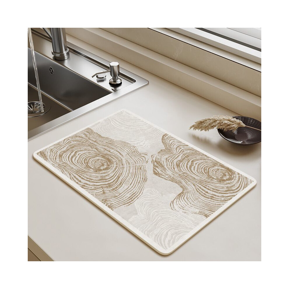 (annual ring, 80X120cm 31.5X47.3in) Kitchen countertop no wash silicone drain pad countertop absorbent pad tableware drying pad coaster