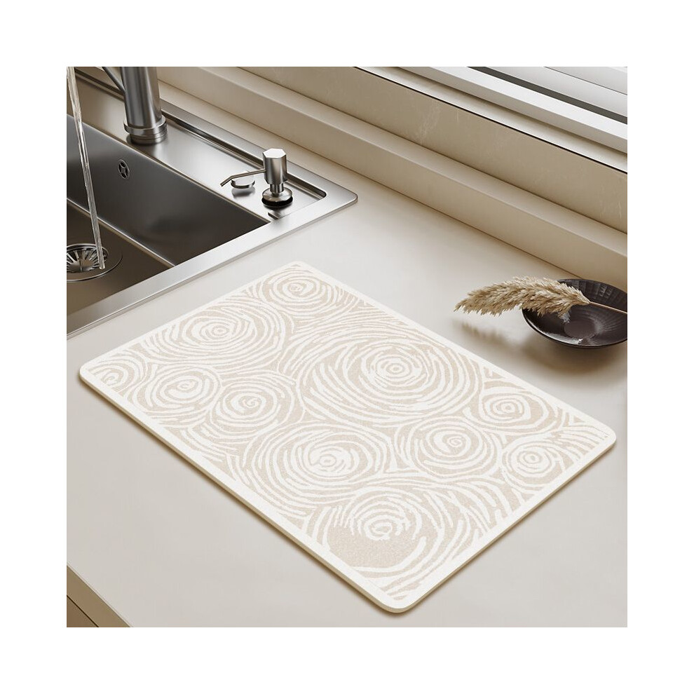 (Rose, 80X120cm 31.5X47.3in) Kitchen countertop no wash silicone drain pad countertop absorbent pad tableware drying pad coaster