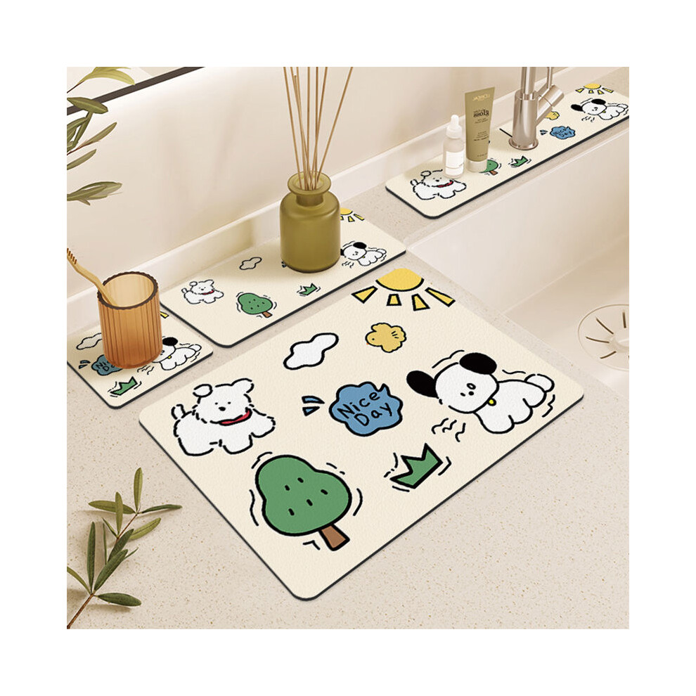 (Doodle dog, 60X90cm 23.6X35.4in) Diatom mud drain pad, kitchen countertop absorbent pad, toilet faucet pad