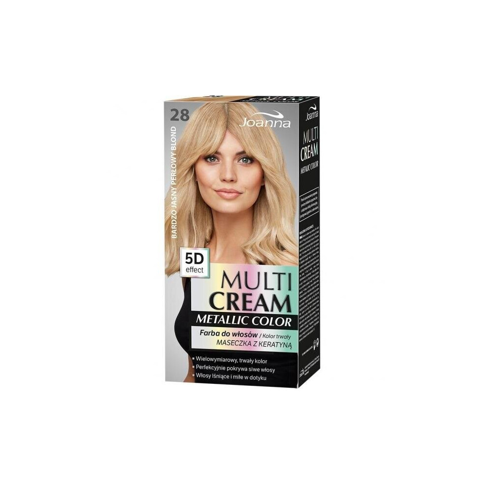 Joanna Cream,Yellow Multi Cream Metallic Color Farba 28 Bardzo Jasny PeråOwy Blond