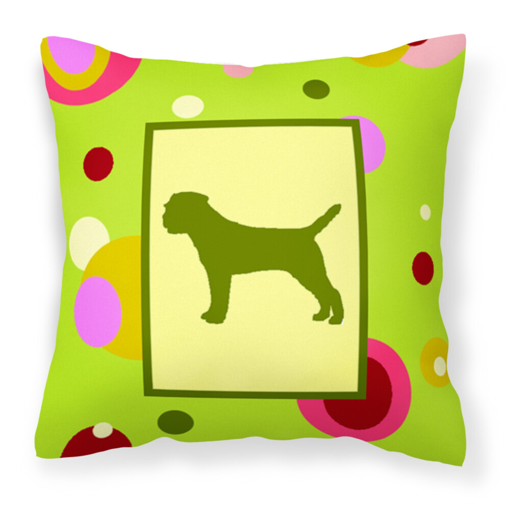 ""Caroline's Treasures CK1015PW1414 Border Terrier Decoratief Canvas Stoffen Kussen Groot Veelkleurig""-image