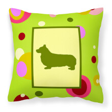 Caroline's Treasures CK1131PW1414 Dekorat vny vank z pl tna s mot vom corgi, velk , viacfarebn