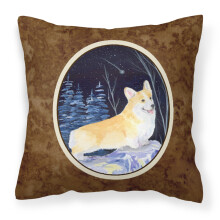 Caroline's Treasures SS8353PW1414 Dekorat vny vank z pl tna s mot vom corgi hviezdnej noci, velk , viacfarebn