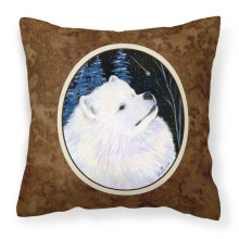 Caroline's Treasures SS8376PW1414 Dekorat vny vank z pl tna s mot vom samojeda Starry Night, velk , viacfarebn