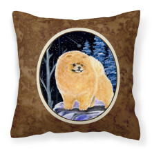 Caroline's Treasures SS8396PW1414 Dekorat vny vank z pl tna s mot vom Pomeranian Starry Night, velk , viacfarebn