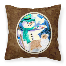 "Caroline's Treasures SS8996PW1414 Snögubbe med Australian Shepherd Kudde, Stor, Flerfärgad"