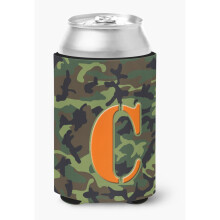 Letter C Initial Monogram - Camo Green Can or Bottle Beverage Insulator Hugger