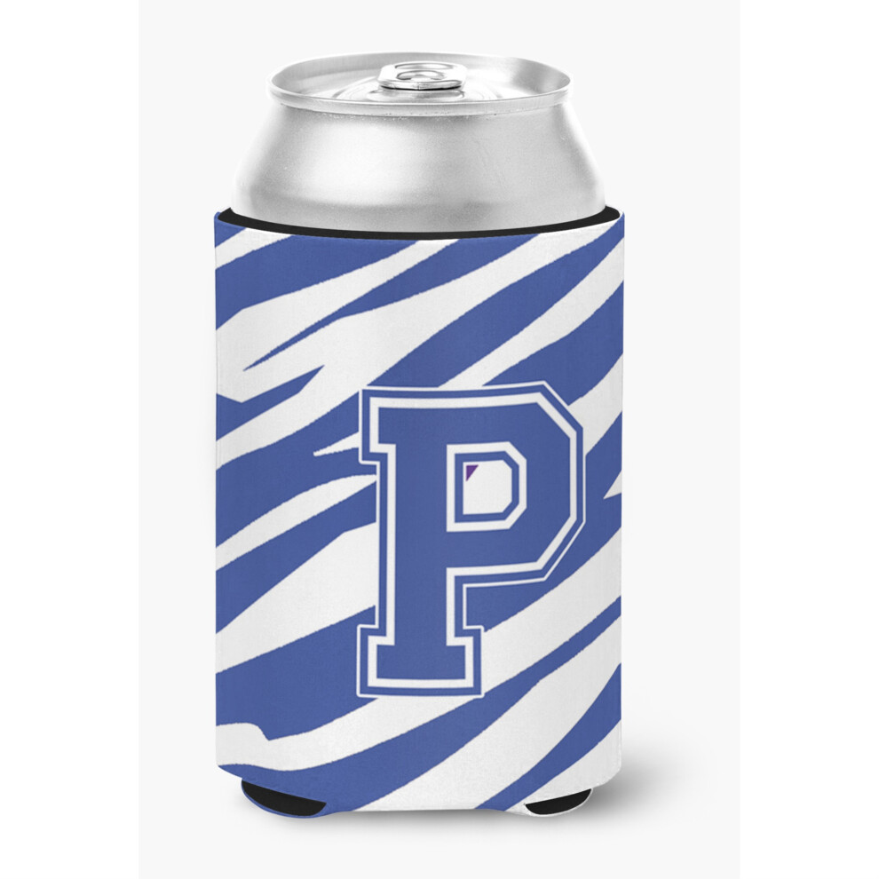 Monogram PocząTkowy Litery P - Niebiesko-BiałY Tygrysi Pasek, Izolator NapojóW, Hugger-image