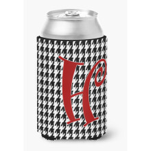 Bokstaven H Initialt Monogram - Houndstooth svart burk eller flaska dryck isolator Hugger