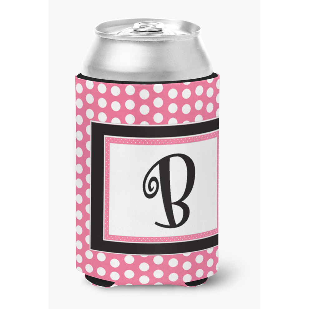 Lettre B Initiale Monogramme - Isolateur De Canette Ou De Bouteille Pois Roses Et Noirs-image