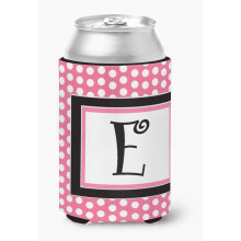 Bokstaven E Inledande Monogram - Rosa Svarta Polka Dots Burk eller flaska Dryckesisolator Hugger
