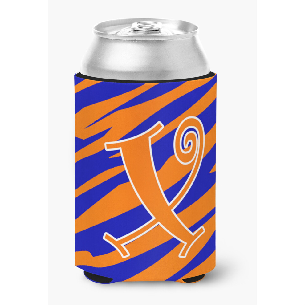 Litera X PocząTkowy Monogram - Niebiesko-PomarańCzowy Tygrysi Pasek Izolator Puszki Do NapojóW-image