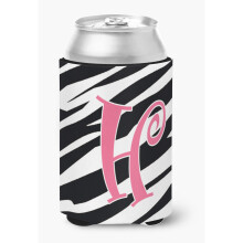 Letter H Initial Monogram - Zebra Stripe and Pink Can or Bottle Beverage Insulator Hugger