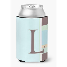 Bokstav L Inledande Monogram - Blue Stripes Burk eller flaska Dryckesisolator Hugger