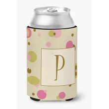 Bokstaven P Inledande Monogram - Tan Dots Burk eller flaska Dryckesisolator Hugger