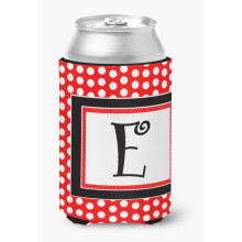 Bokstaven E Inledande Monogram - Rda Svarta Polka Dots Burk eller flaska Dryckesisolator Hugger