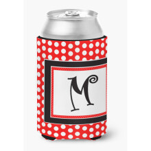 Bokstaven M initialt monogram - rda svarta prickiga burk eller flaska dryckesisolator Hugger