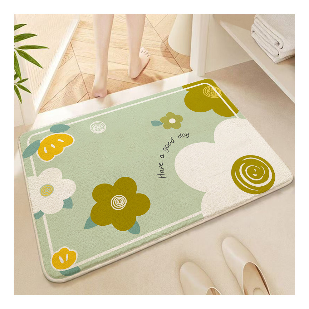 (Green Five Flowers, 80x120cm31.5x47.2in) Imitation cashmere cute bathroom bathroom door absorbent non-slip floor mat-image-OPC-PGBG5BB-NEW